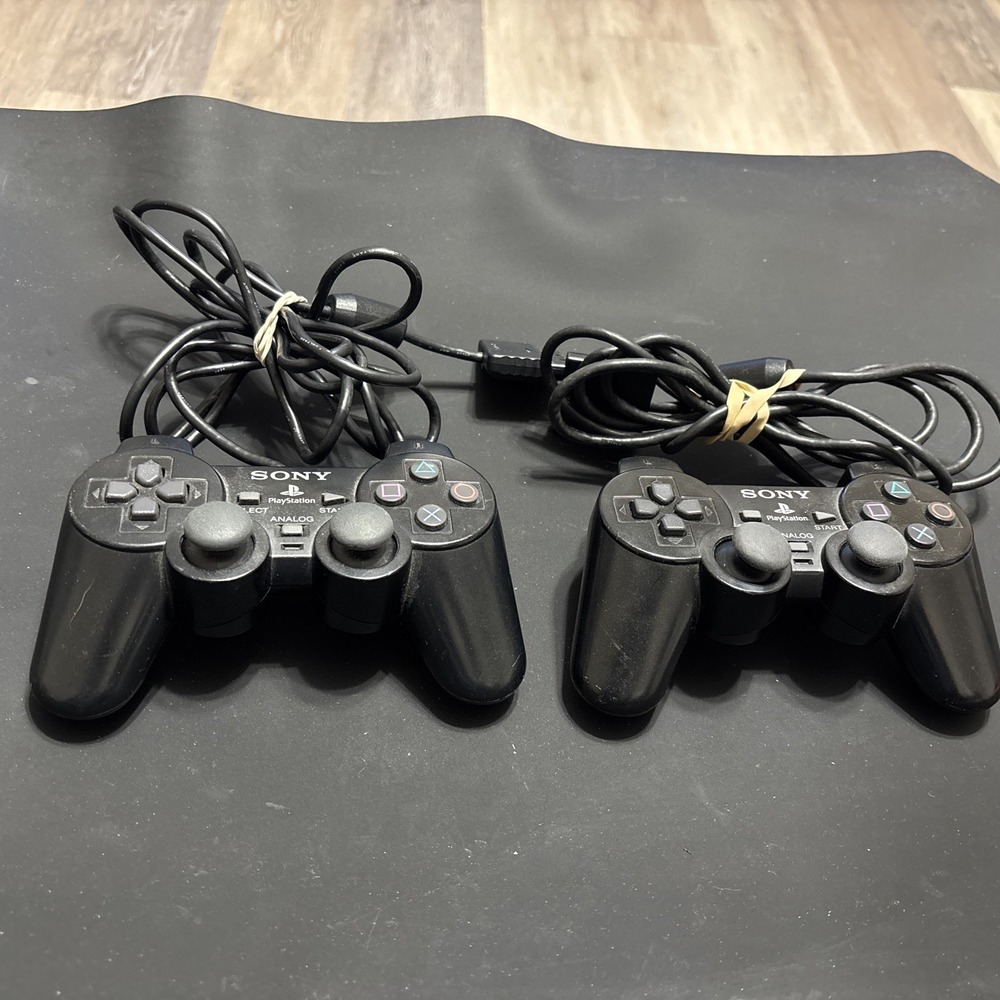 Lot of 2 Sony PlayStation PS2 DualShock 2 OEM Wired Controllers Untested